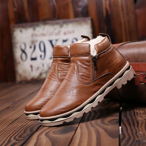 Boots - chaussures en PU ronde pour hiver - loisir - semelle plastique - Ref 954747