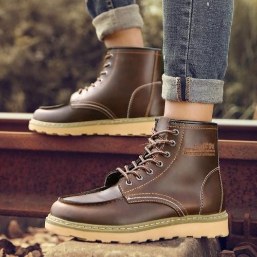 Boots - chaussures en PU ronde pour hiver - Angleterre - semelle caoutchouc - Ref 954794