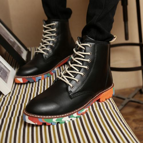 Boots - chaussures en PU ronde pour printemps - tendance des jeunes - semelle caoutchouc - Ref 954813