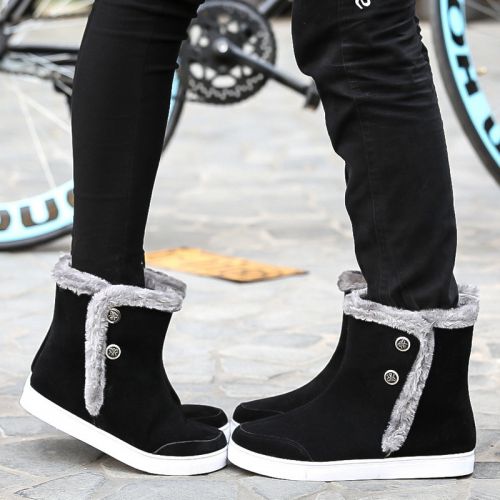 Boots - chaussures en PU ronde pour hiver - loisir - semelle caoutchouc - Ref 954824
