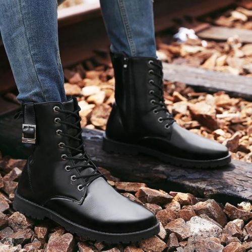 Boots - chaussures en PU ronde pour hiver - tendance des jeunes - semelle caoutchouc - Ref 954829