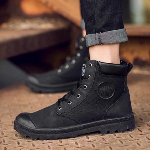 Boots - chaussures en Cuir spatial ronde pour hiver - tendance des jeunes - semelle caoutchouc - Ref 954836