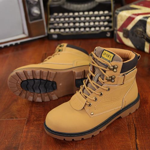 Boots - chaussures en plancher de cuir, En plus de de vache, ronde pour hiver - Angleterre - semelle caoutchouc - Ref 95