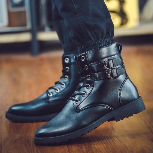 Boots - chaussures en PU ronde pour printemps - loisir - semelle caoutchouc - Ref 954842