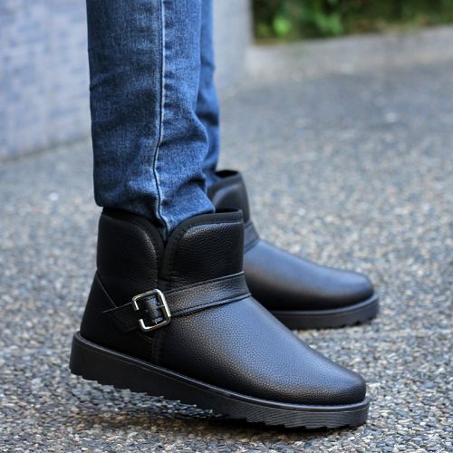 Boots - chaussures en PU ronde pour hiver - semelle caoutchouc - Ref 954847