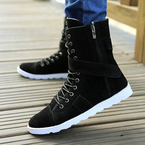 Boots - chaussures en Nubuck ronde pour printemps - semelle caoutchouc - Ref 954852