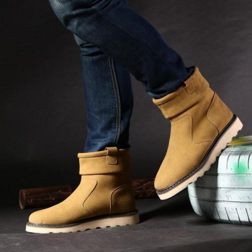 Boots - chaussures en Nubuck ronde pour hiver - semelle caoutchouc - Ref 954861