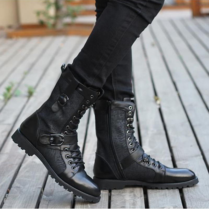 Boots - chaussures en PU ronde pour printemps - semelle caoutchouc - Ref 954885