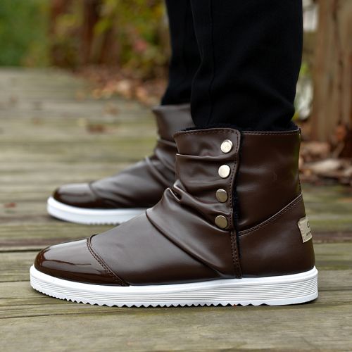 Boots - chaussures en PU ronde pour printemps - loisir - semelle caoutchouc - Ref 954991