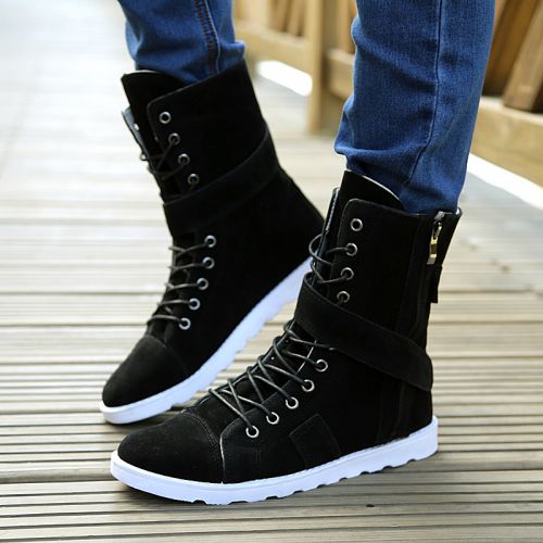 Boots - chaussures en Nubuck ronde pour printemps - tendance des jeunes - semelle caoutchouc - Ref 955083