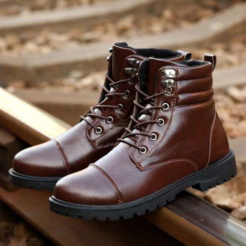 Boots - chaussures en PU ronde pour hiver - semelle caoutchouc - Ref 955105