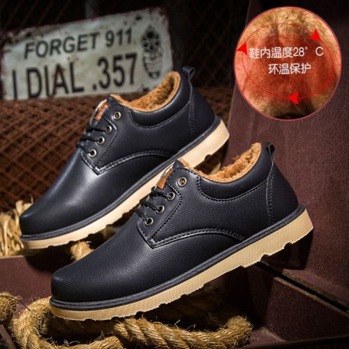 Boots - chaussures en plancher de cuir, En plus de de vache, ronde pour hiver - loisir - semelle caoutchouc - Ref 955177