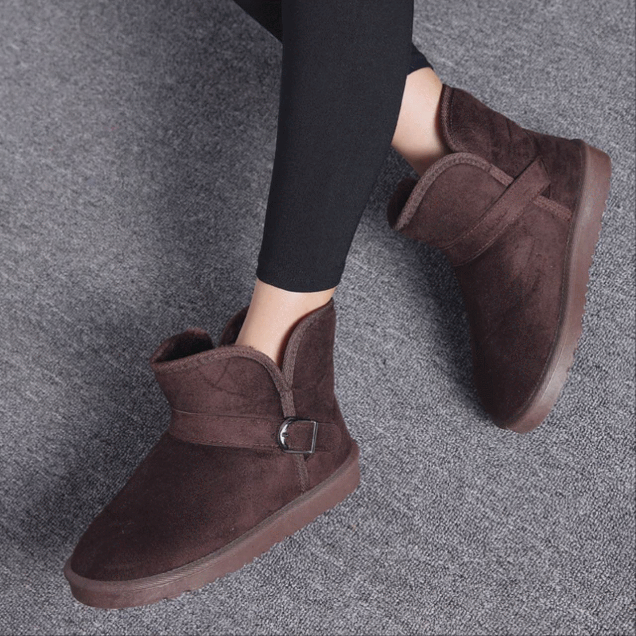 Boots - chaussures en MJAMA ronde pour hiver - tendance des jeunes - semelle caoutchouc - Ref 955250