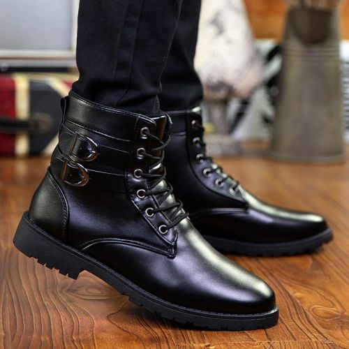 Boots - chaussures en PU ronde pour hiver - loisir - semelle caoutchouc - Ref 955291