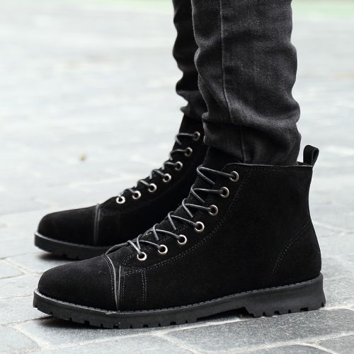 Boots - chaussures en de vache ronde pour hiver - tendance des jeunes - semelle caoutchouc - Ref 955292