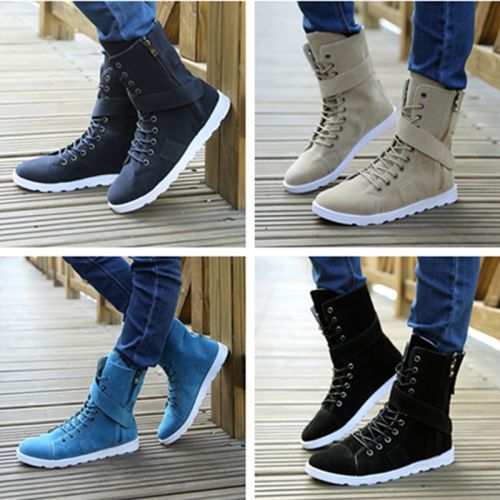 Boots - chaussures en Nubuck tête plate pour printemps - tendance des jeunes - semelle caoutchouc - Ref 955307