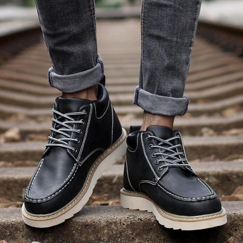 Boots - chaussures en Microfiber ronde pour printemps - loisir - semelle caoutchouc - Ref 955327
