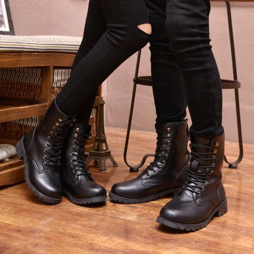 Boots - chaussures en PU ronde pour hiver - Angleterre - semelle caoutchouc - Ref 955487