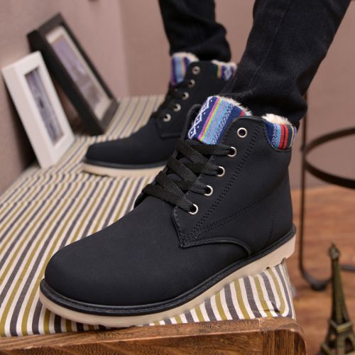 Boots - chaussures en Nubuck ronde pour hiver - tendance des jeunes - semelle caoutchouc - Ref 955625