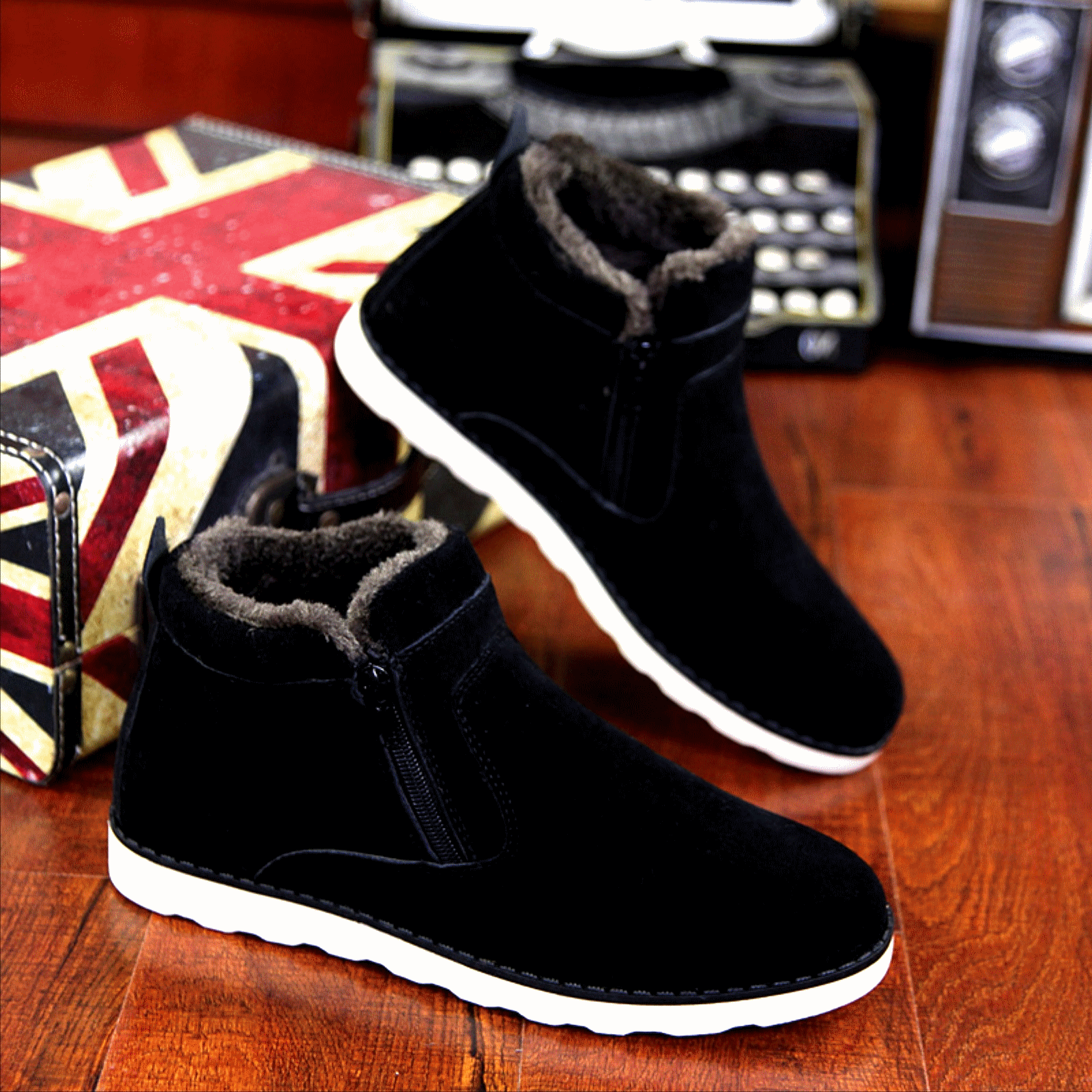 Boots - chaussures en AKSERIES ronde pour hiver - semelle caoutchouc - Ref 955704