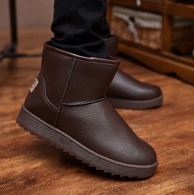 Boots - chaussures en Cuir spatial ronde pour hiver - loisir - semelle caoutchouc - Ref 955726