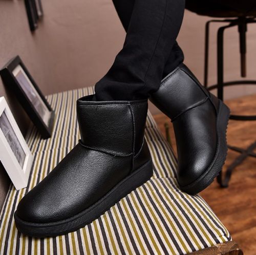 Boots - chaussures en Cuir spatial ronde pour hiver - loisir - semelle caoutchouc - Ref 955730