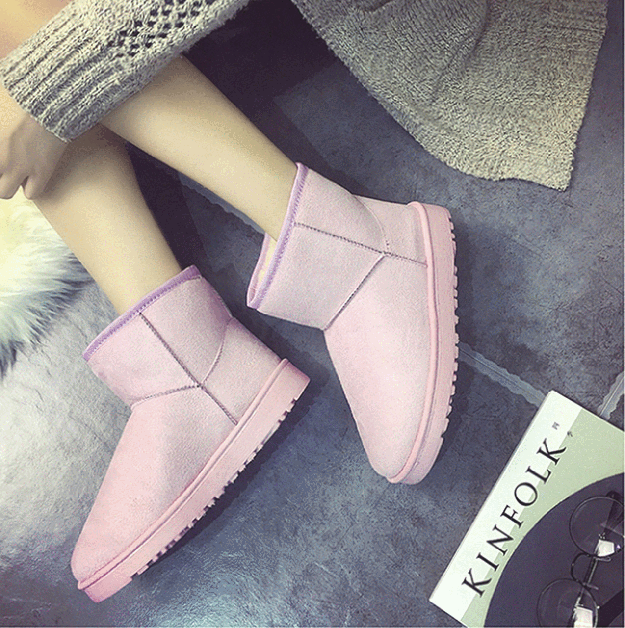 Boots - chaussures en PU ronde pour hiver - Europe - Ref 955796