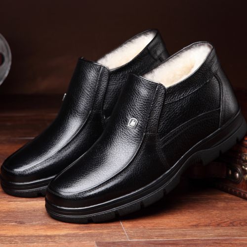 Boots - chaussures en Première couche de cuir, En plus de de vache, ABADGER ronde pour hiver - loisir - semelle caoutcho