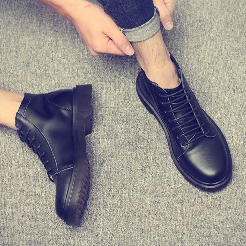Boots - chaussures en plancher de cuir, En plus de de vache, ronde pour printemps - loisir - semelle TPR - Ref 