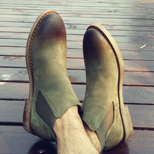 Boots - chaussures en de vache ronde pour printemps - loisir - semelle TPR - Ref 956022