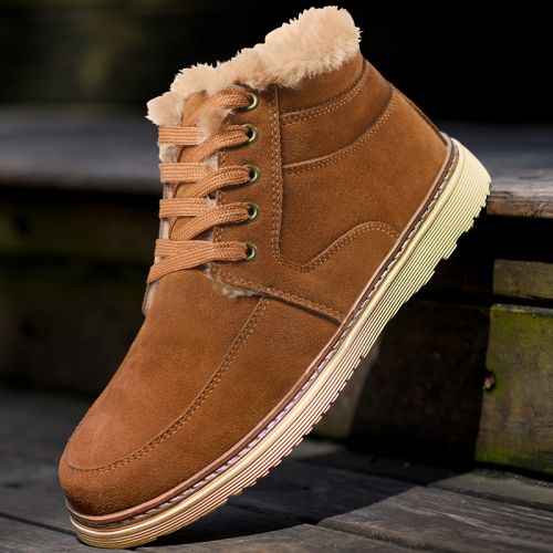 Boots - chaussures en de vache SANBUQI ronde pour hiver - loisir - semelle caoutchouc - Ref 956023