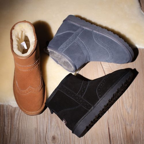 Boots - chaussures en de vache ronde pour hiver - loisir - semelle TPR - Ref 956037