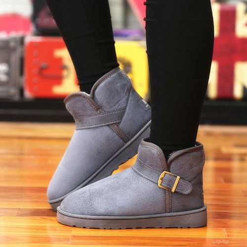 Boots - chaussures en Nubuck ronde pour hiver - loisir - semelle caoutchouc - Ref 956052