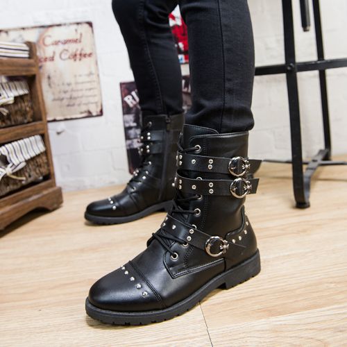 Boots - chaussures en Microfiber pointu pour hiver - tendance des jeunes - semelle caoutchouc - Ref 956058