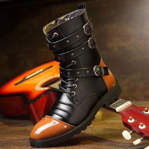 Boots - chaussures en Microfiber pointu pour hiver - tendance des jeunes - semelle fumée plastique - Ref 956203