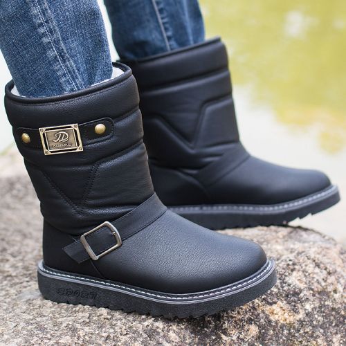 Boots - chaussures en PU ronde pour hiver - loisir - semelle caoutchouc - Ref 956210