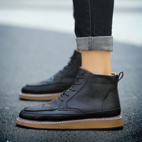 Boots - chaussures en PU ronde pour hiver - Angleterre - semelle caoutchouc - Ref 956222