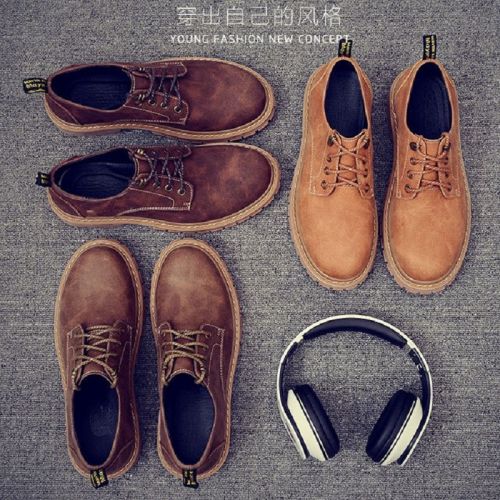 Boots - chaussures en plancher de cuir, En plus de de vache, ronde pour printemps - loisir - semelle caoutchouc - Ref 95