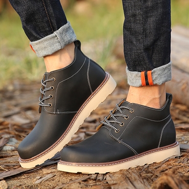 Boots - chaussures en plancher de cuir, En plus de de vache, ronde pour hiver - loisir - semelle TPR - Ref 9562