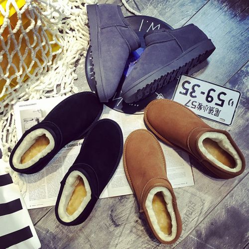 Boots - chaussures en Première couche de cuir, En plus de de vache, ronde pour hiver - tendance des jeunes - semelle TPR