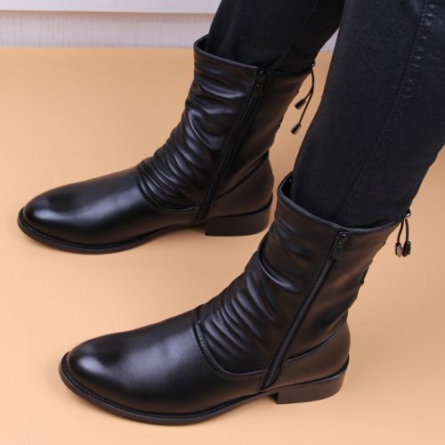 Boots - chaussures en Microfiber KKLCLC pointu pour hiver - Angleterre - semelle caoutchouc - Ref 956267