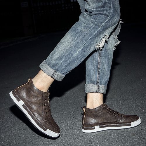 Boots - chaussures en Première couche de cuir, En plus de de vache, ronde pour hiver - tendance des jeunes - semelle cao