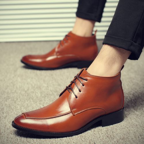 Boots - chaussures en Microfiber pointu pour hiver - Angleterre - semelle caoutchouc - Ref 956337