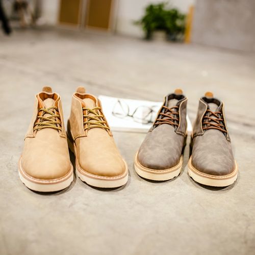 Boots - chaussures en Microfiber ronde pour printemps - tendance des jeunes - semelle mousse de caoutchouc - Ref 956338