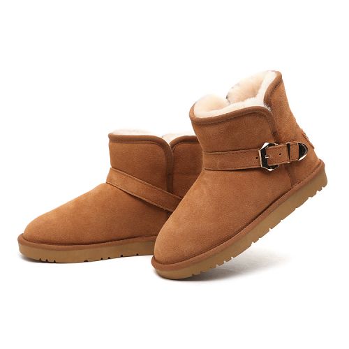 Boots - chaussures en de vache ronde pour hiver - loisir - semelle caoutchouc - Ref 956344
