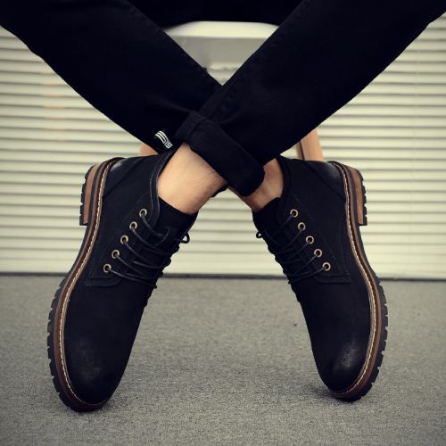Boots - chaussures en plancher de cuir, En plus de de vache, LOUVIP ronde pour hiver - loisir - semelle caoutchouc - Ref