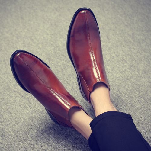 Boots - chaussures en Microfiber pointu pour hiver - Angleterre - semelle caoutchouc - Ref 956373