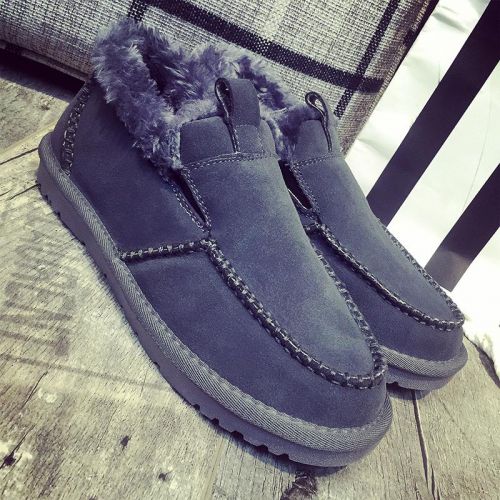 Boots - chaussures en plancher de cuir, En plus de de vache, ronde pour hiver - semelle caoutchouc - Ref 956386