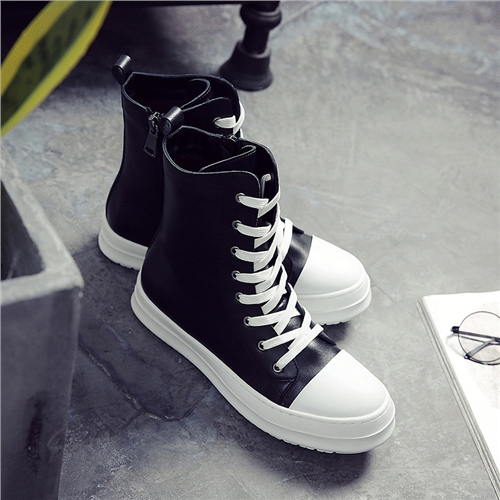 Boots - chaussures en plancher de cuir, En plus de de vache, ronde pour hiver - Europe - semelle mousse de caoutchouc - 