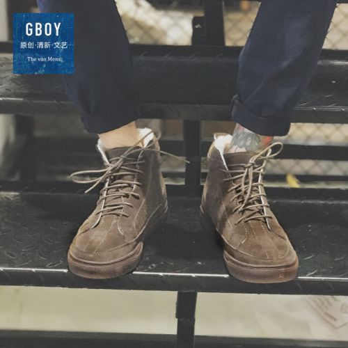 Boots - chaussures en Nubuck ronde pour hiver - tendance des jeunes - Ref 956418